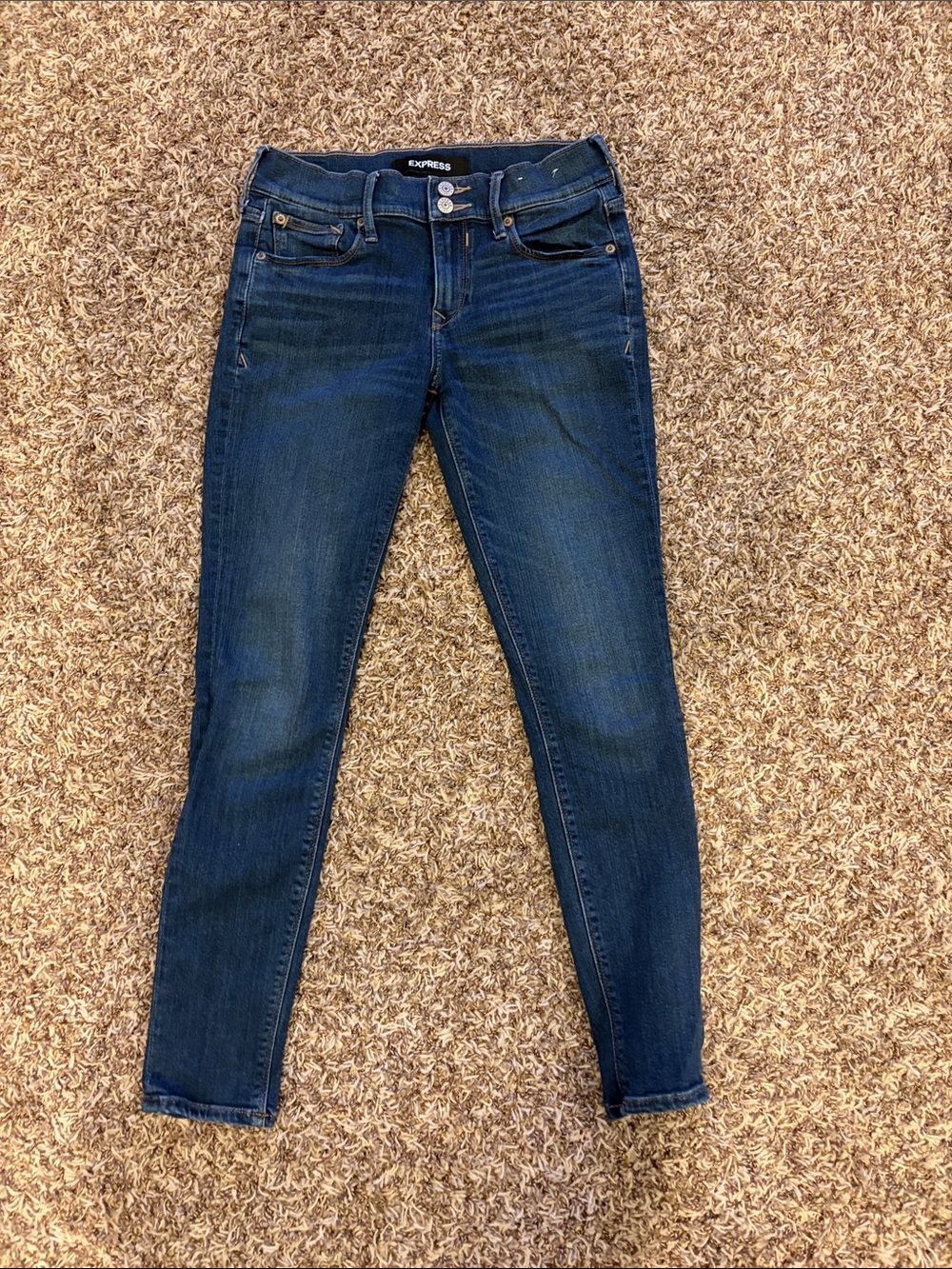 Express Women's Dark Wash Skinny Jeans-cropped length